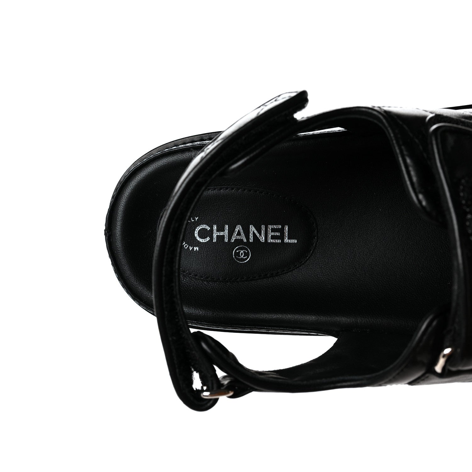 Chanel Lambskin Velcro Dad Sandals 39.5 Black 7 of 9