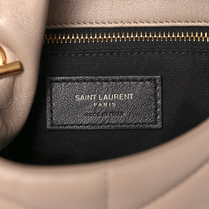 Saint Laurent Lambskin Quilted Toy Loulou Puffer Monogram Chain Satchel Dark Beige 6 of 10