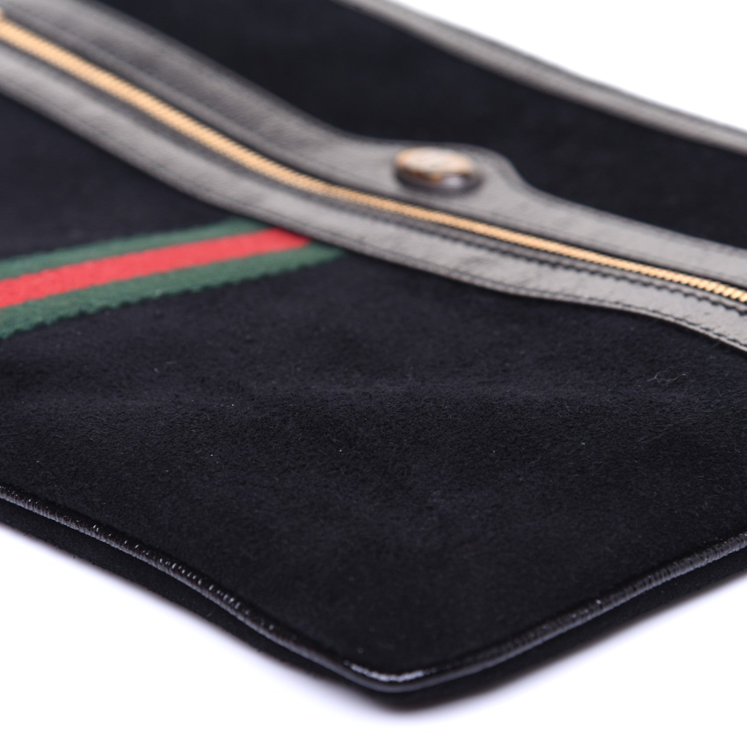 Gucci Suede Patent Large Ophidia Pouch Clutch Black 7 of 10