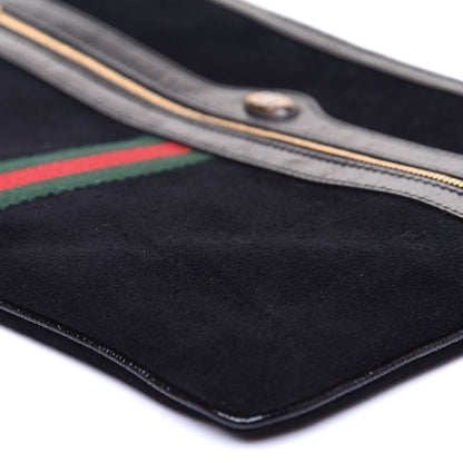 Gucci Suede Patent Large Ophidia Pouch Clutch Black 7 of 10