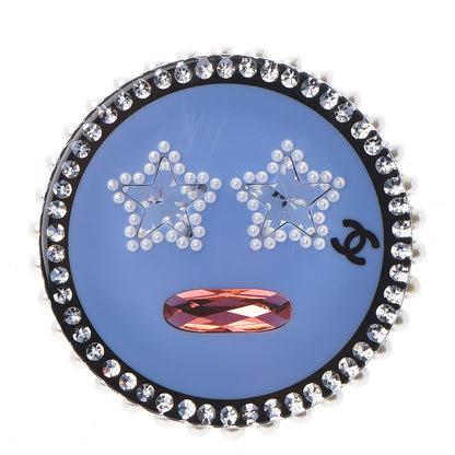 Chanel Metal Resin Pearl Emoji Brooch Purple Silver 1 of 6