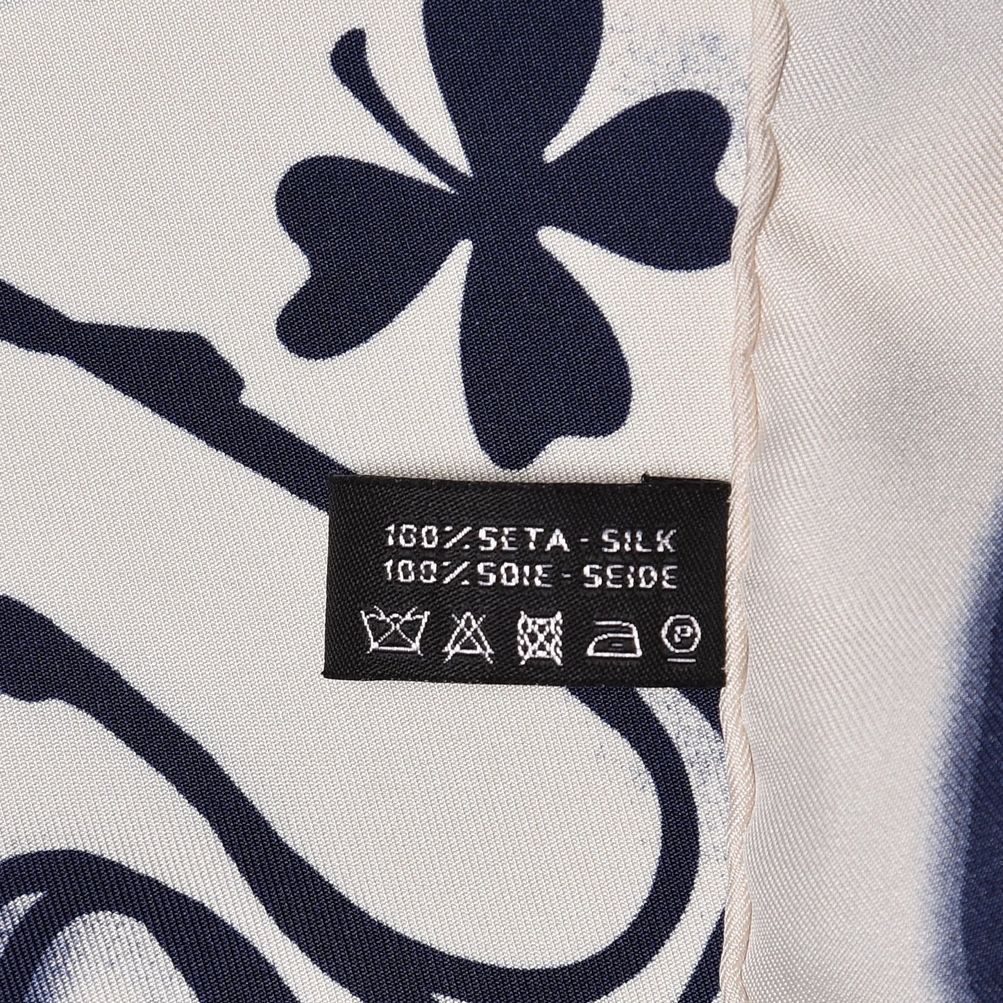 Silk CC Scarf White Blue