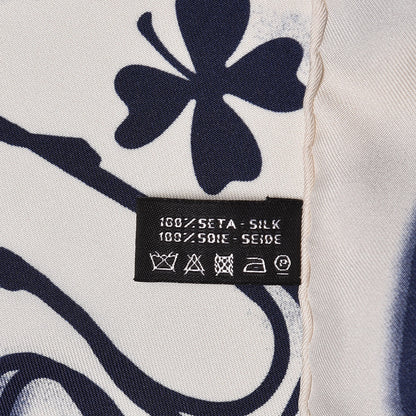 Chanel Silk CC Scarf White Blue 4 of 5