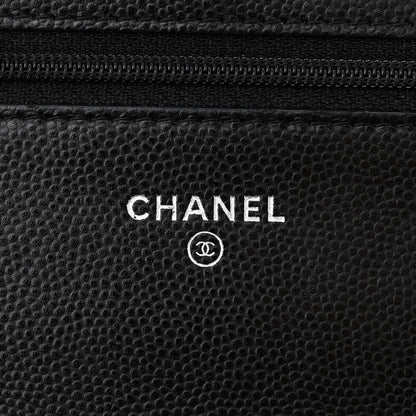Chanel Caviar Chevron Quilted Wallet On Chain WOC Black 6 of 12