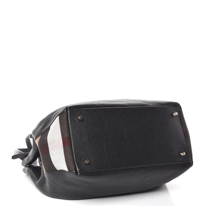 Burberry Grainy Calfskin House Check Medium Maidstone Black 4 of 8