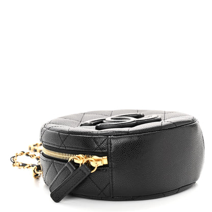 Chanel Caviar Quilted Small Round Vanity With Chain Black 4 of 10