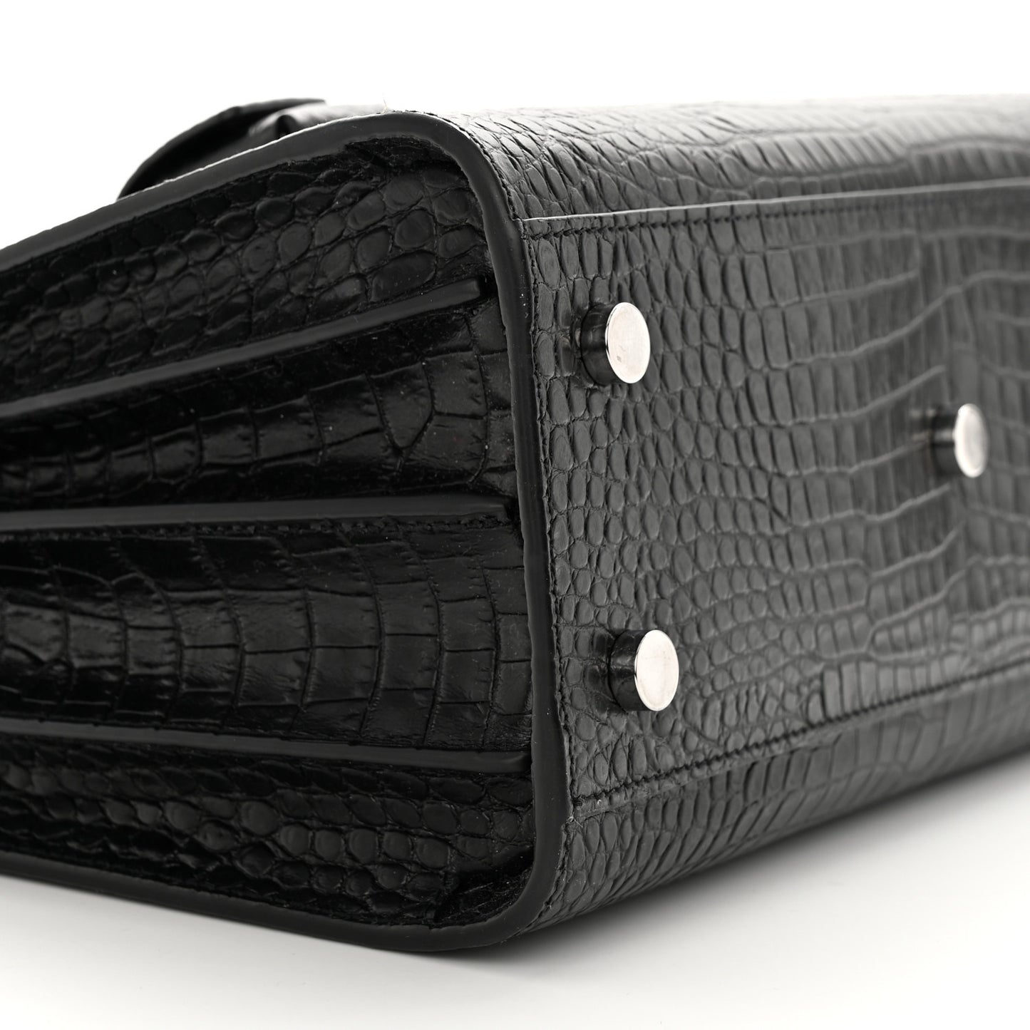 Calfskin Crocodile Embossed Baby Sac De Jour Black
