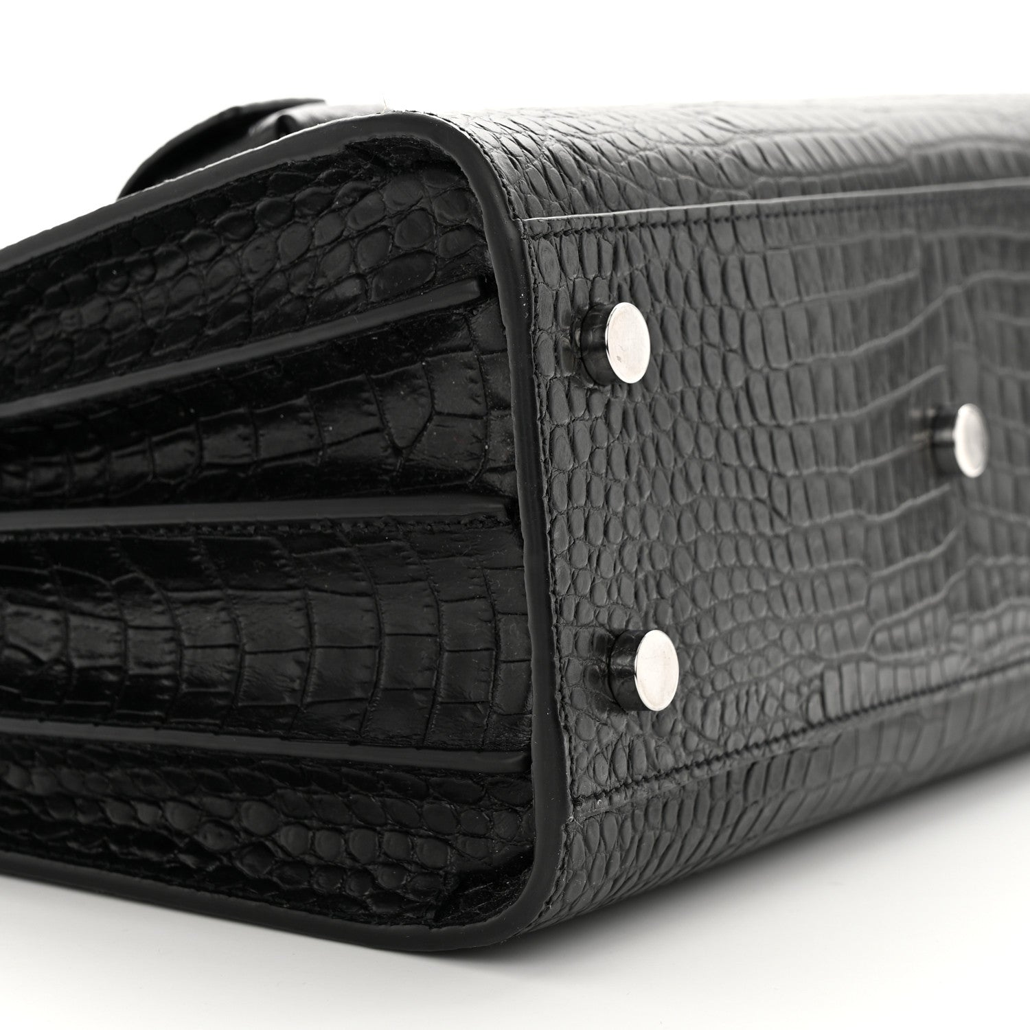 Saint Laurent Calfskin Crocodile Embossed Baby Sac De Jour Black 11 of 15