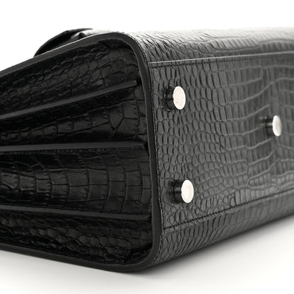 Saint Laurent Calfskin Crocodile Embossed Baby Sac De Jour Black 11 of 15