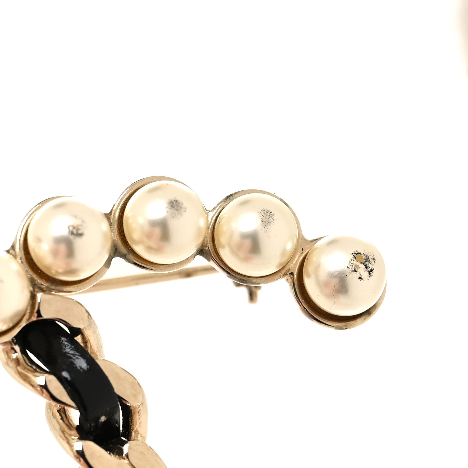 Chanel Lambskin Pearl CC Chain Brooch Black Gold 4 of 5