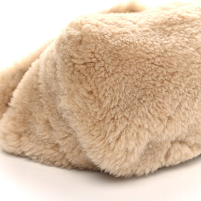 Saint Laurent Merino Shearling Lambskin Quilted Small Loulou Puffer Monogram Chain Satchel Natural Beige 10 of 12