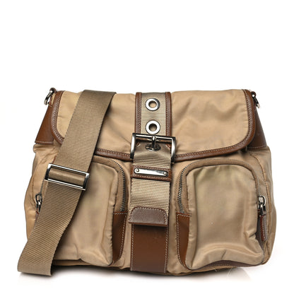 Prada Tessuto Nylon Messenger Bag Beige 2 of 18