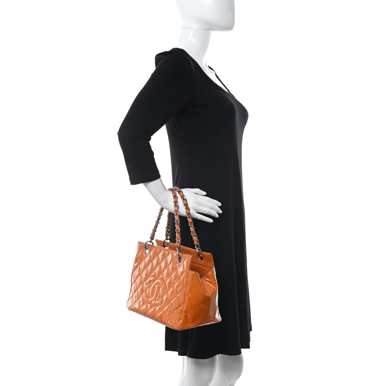 Chanel Patent Quilted Petit Timeless Shopping Tote PTT Orange 2 of 22