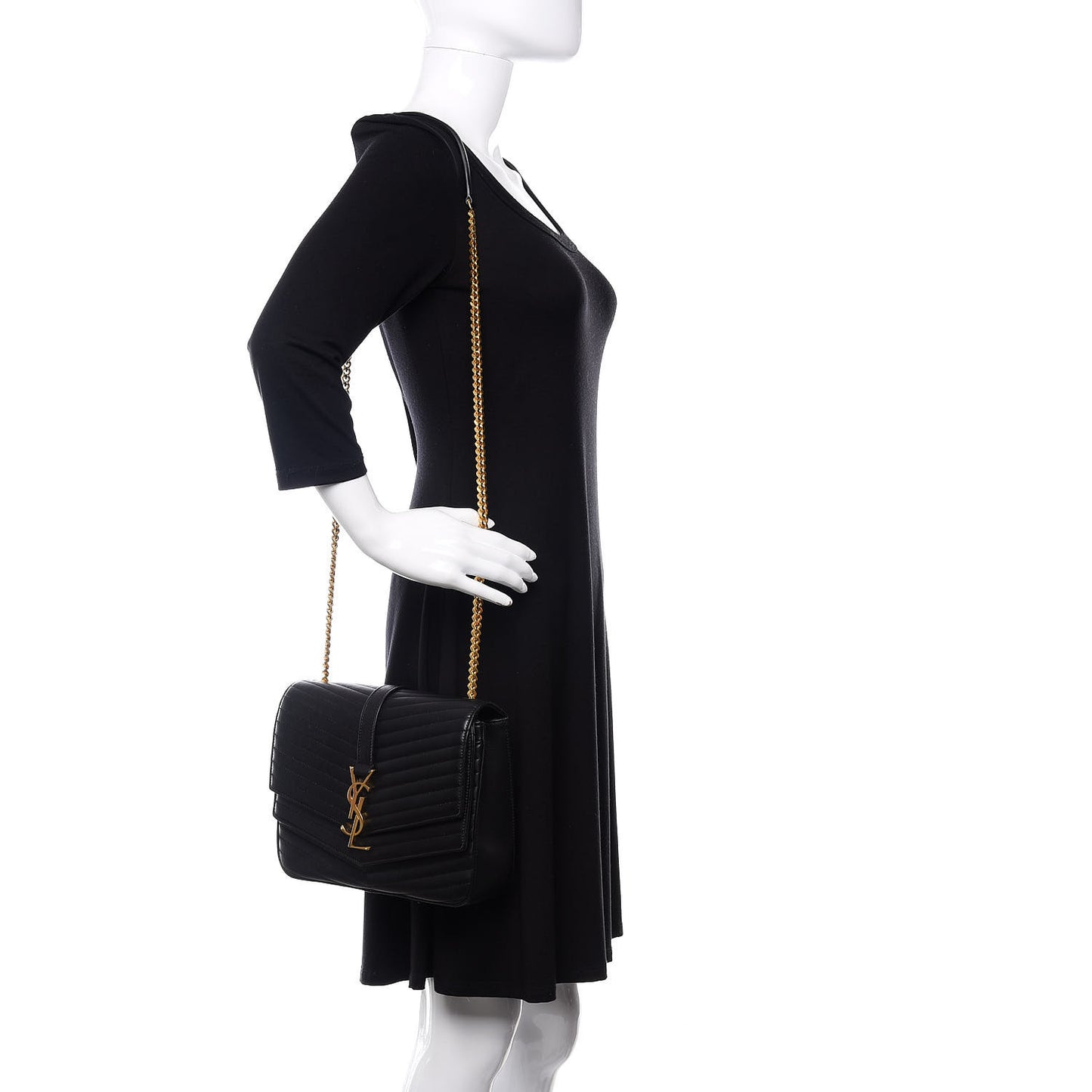 Lambskin Matelasse Chevron Monogram Medium Sulpice Bag Black