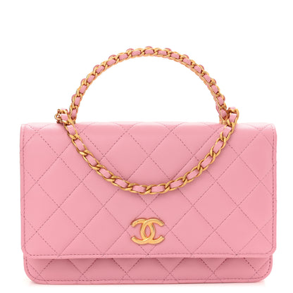 Chanel Lambskin Quilted Pick Me Up Wallet On Chain WOC Light Pink 1 of 11