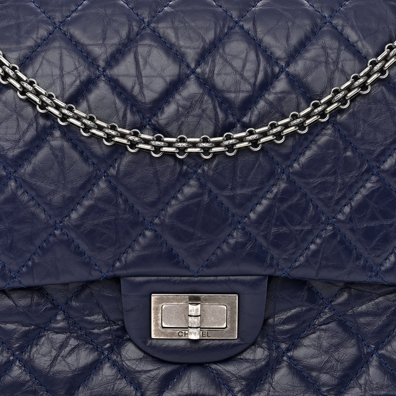 Chanel Aged Calfskin Quilted 2.55 Reissue 227 Flap Dark Blue 8 of 10