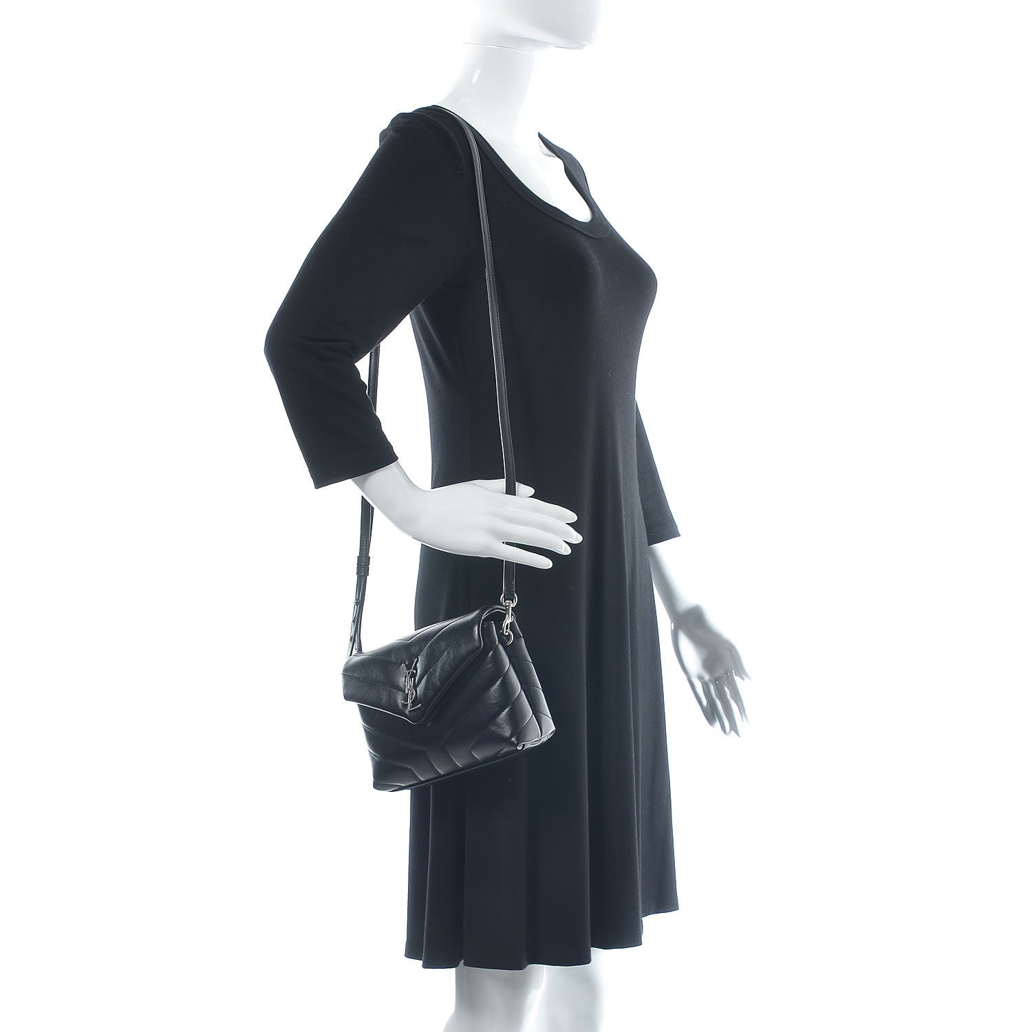 Saint Laurent Calfskin Y Quilted Monogram Toy Loulou Crossbody Bag Black 2 of 8