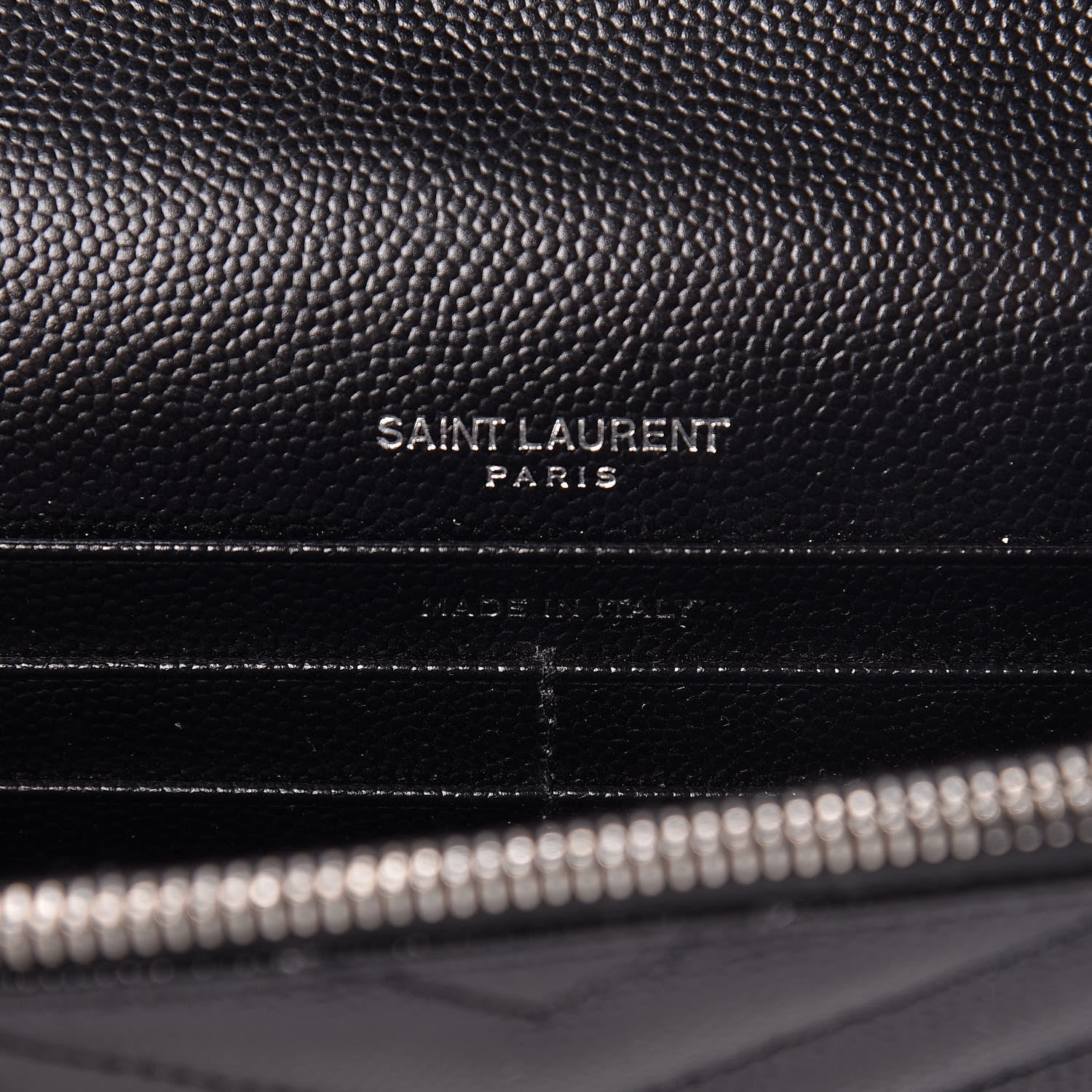Saint Laurent Grain De Poudre Matelasse Chevron Monogram Envelope Chain Wallet Black 6 of 10