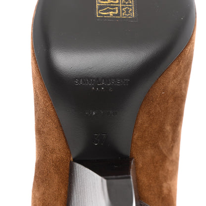 Saint Laurent Suede Liz 85 Wedge Booties 37 Brown 8 of 11