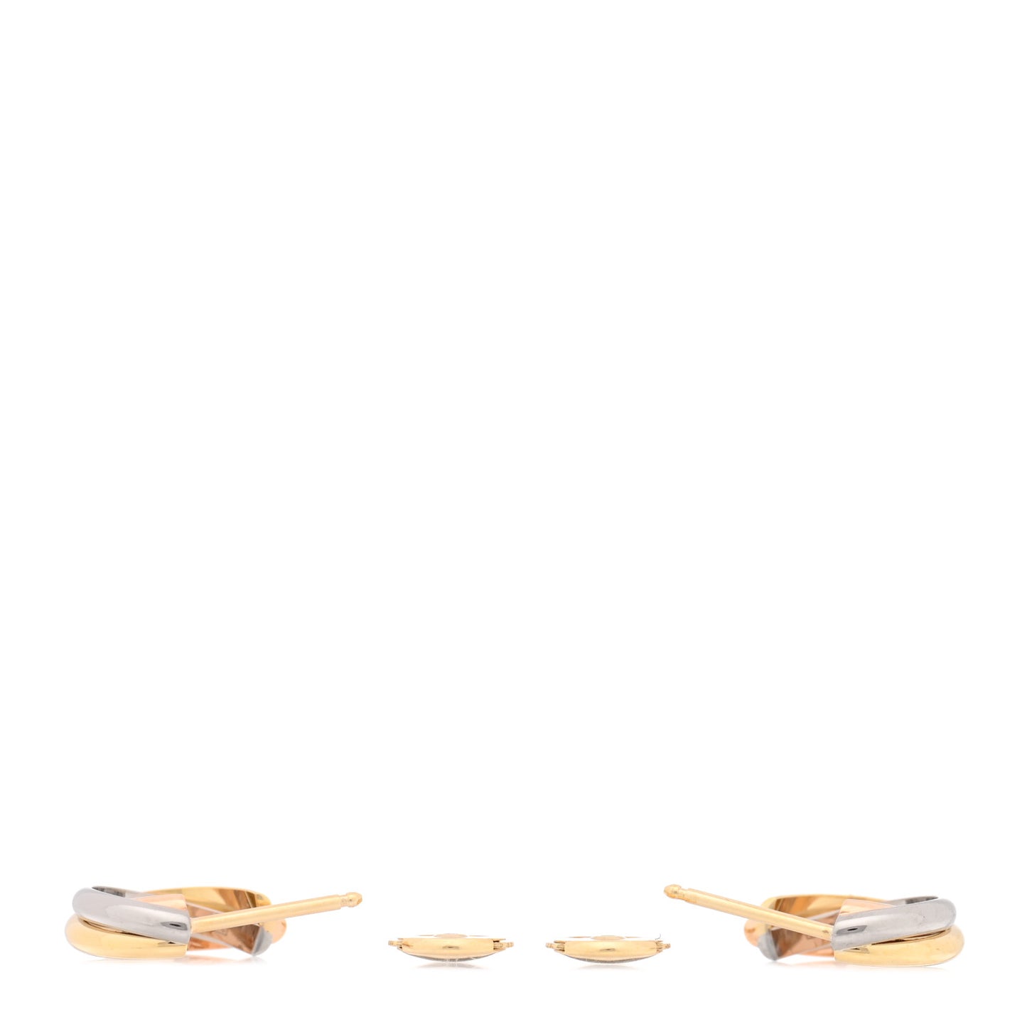 18K Pink Yellow White Gold Small Trinity Hoop Earrings