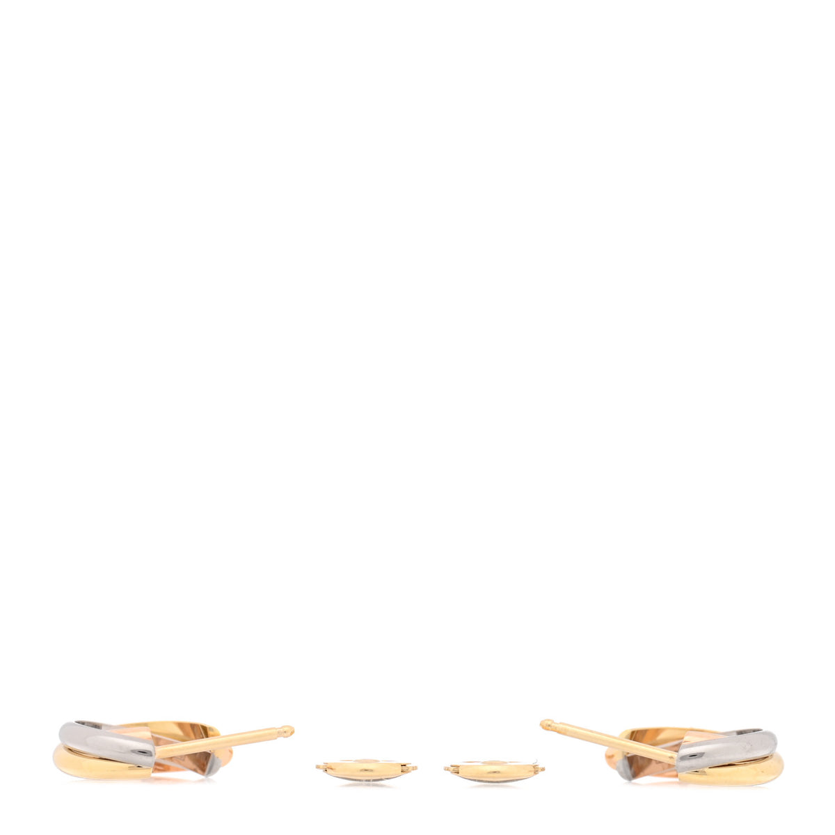 Cartier 18K Pink Yellow White Gold Small Trinity Hoop Earrings 3 of 5