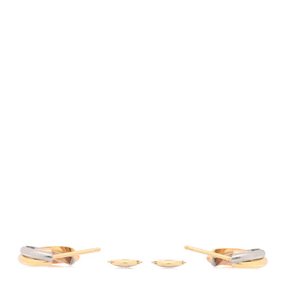 Cartier 18K Pink Yellow White Gold Small Trinity Hoop Earrings 3 of 5
