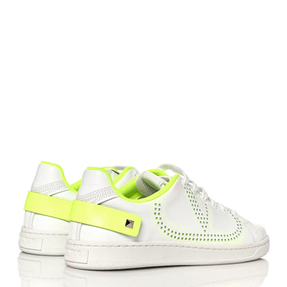 Valentino Garavani Calfskin Womens Backnet Sneakers 38.5 White Fluo Green 4 of 8