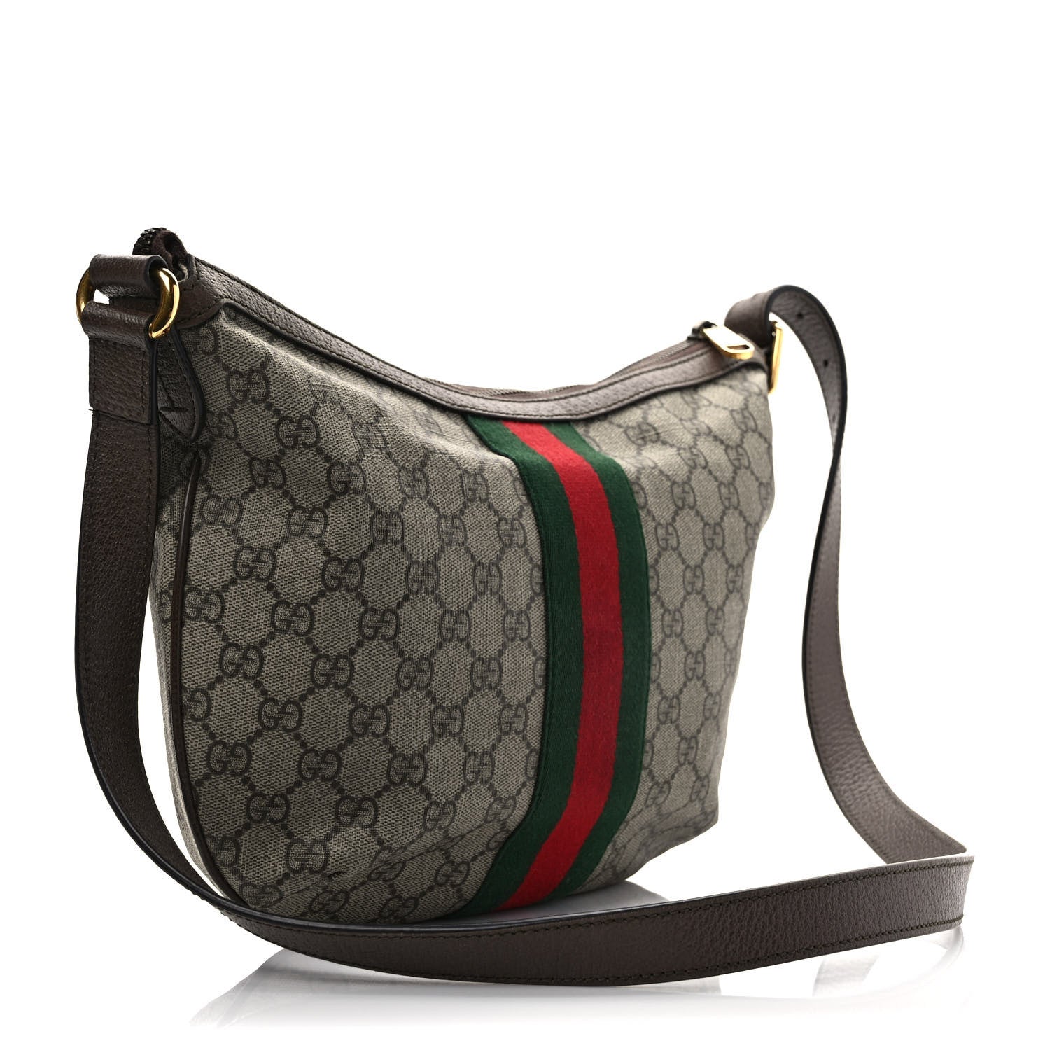 Gucci GG Supreme Monogram Web Small Ophidia Half Moon Hobo Brown 3 of 10