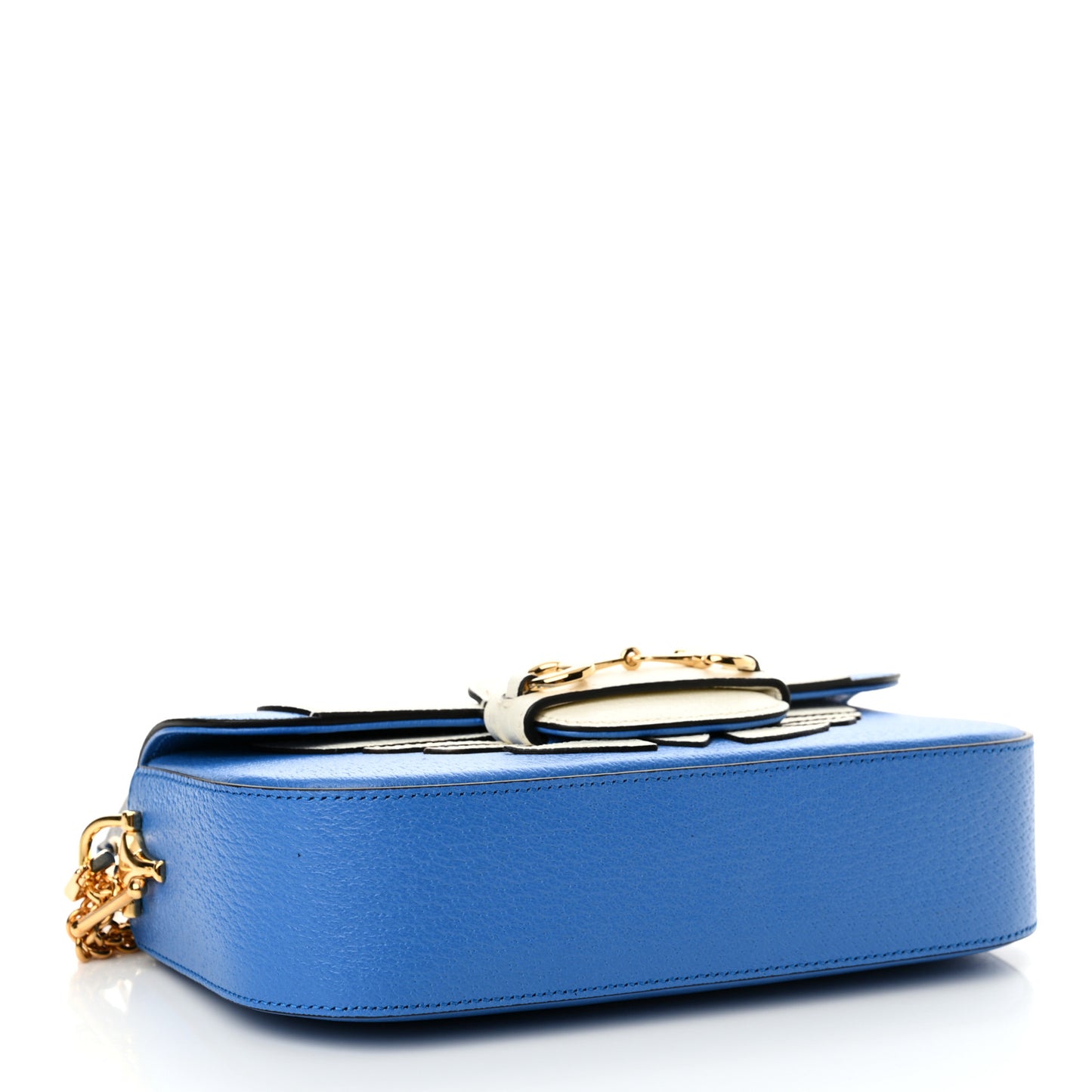 X ADIDAS Textured Dollar Calfskin Web Trefoil Mini Horsebit 1955 Shoulder Bag Blue Off Blue Off White Multi