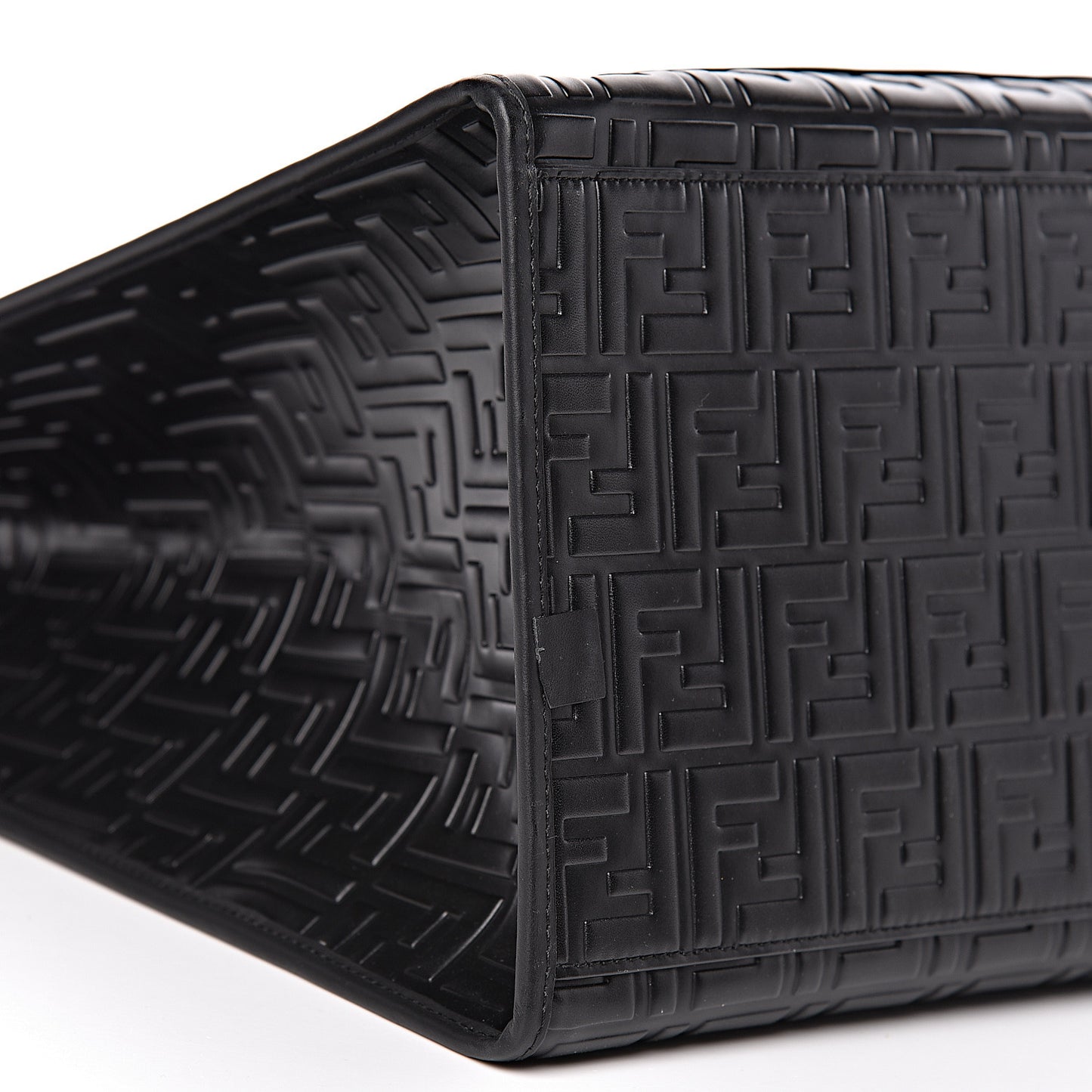 Vitello Century Wicker FF 1974 Embossed Large Runaway Shopper Tote Black