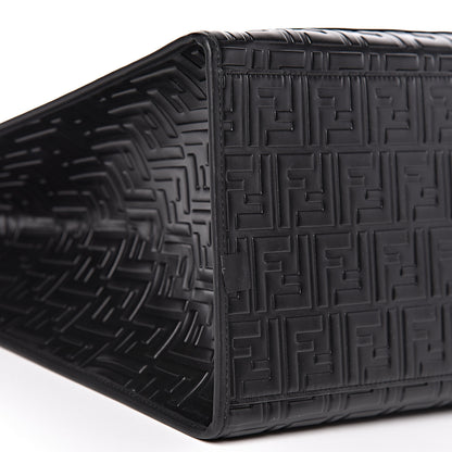 Fendi Vitello Century Wicker FF 1974 Embossed Large Runaway Shopper Tote Black 9 of 11