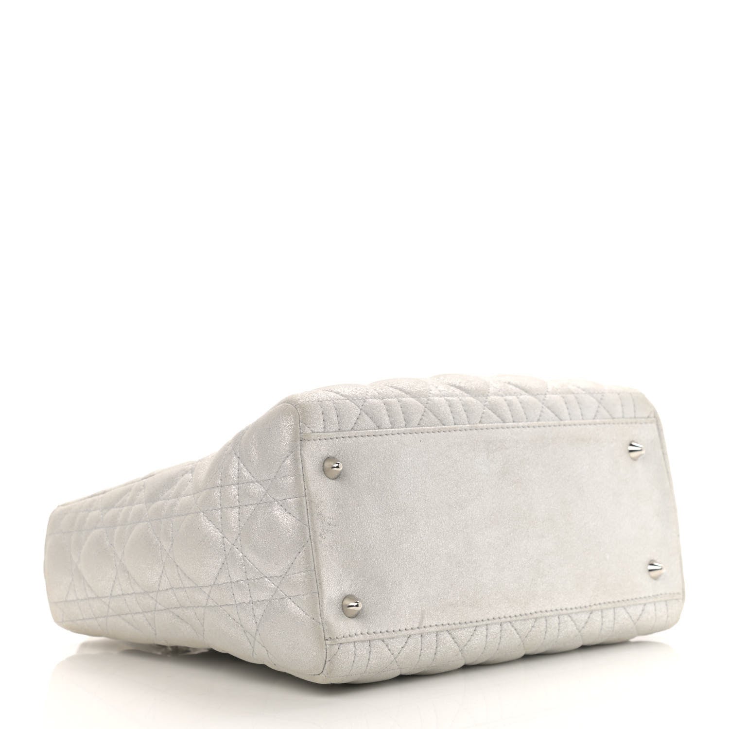 Christian Dior Metallic Lambskin Cannage Medium Lady Dior Silver 3 of 15