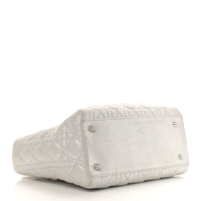 Christian Dior Metallic Lambskin Cannage Medium Lady Dior Silver 3 of 15