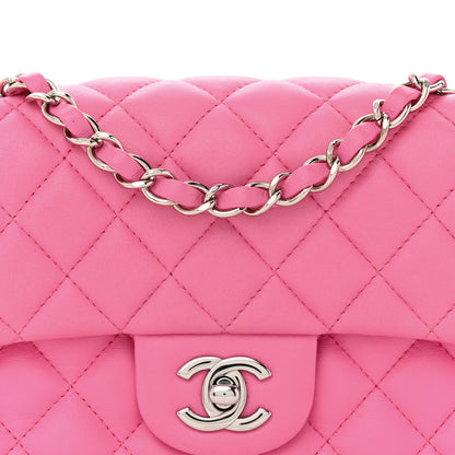 Chanel Lambskin Quilted Mini Rectangular Flap Neon Pink 8 of 15