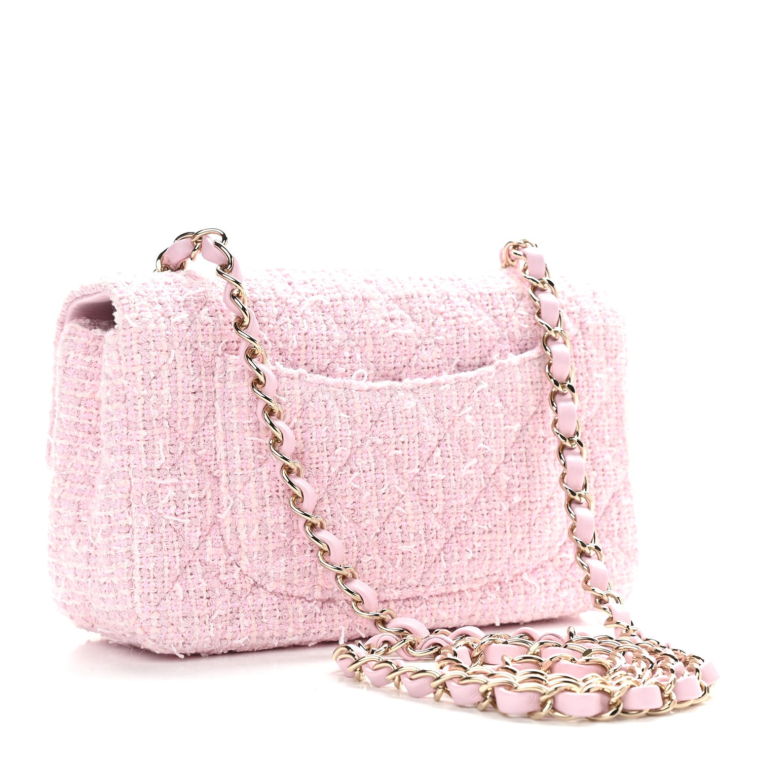 Chanel Tweed Quilted Mini Rectangular Flap Pink 3 of 9
