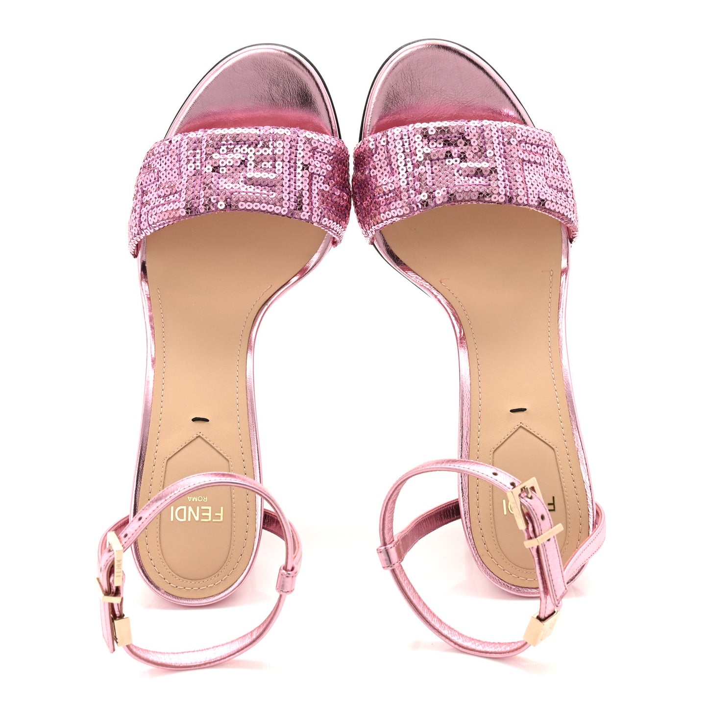 Ricamo Sequin Paillettes Vitello Grace FF Delfina Sandals 38 Lavanda Rosa