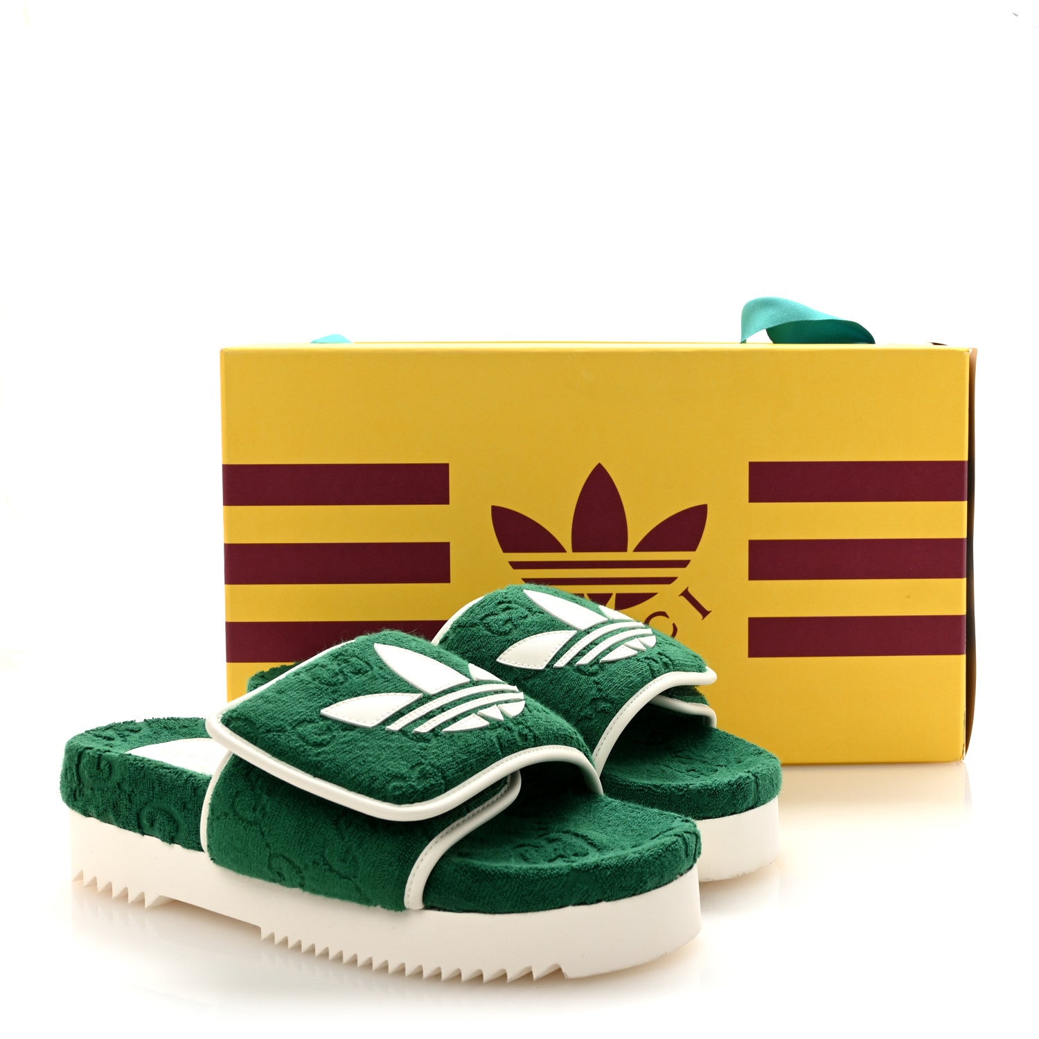 Gucci X ADIDAS Terry Cloth Trefoil GG Monogram Womens Platform