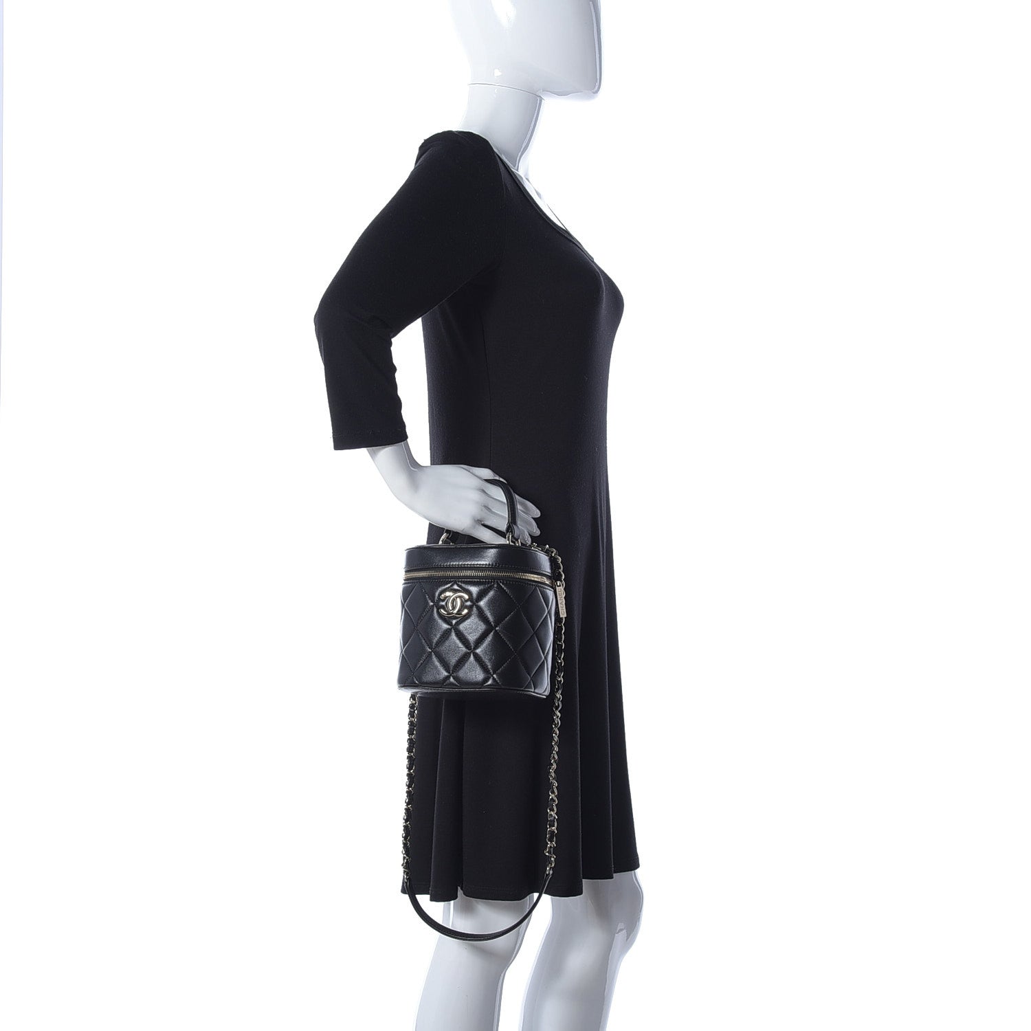 Chanel Lambskin Quilted Trendy Vanity Case Black 3 of 10