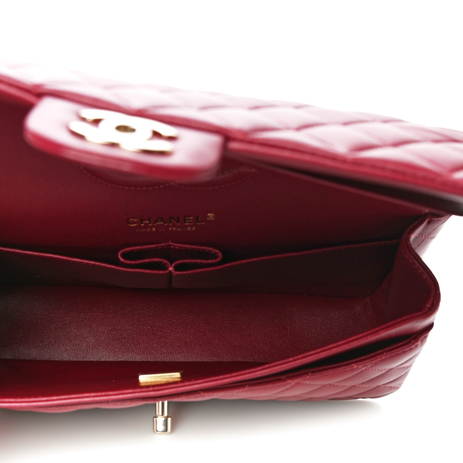 Chanel Lambskin Quilted Medium Double Flap Burgundy 5 of 13