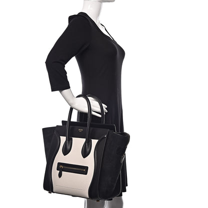 Celine Bullhide Calfskin Mini Bi-Color Luggage Black White 2 of 12