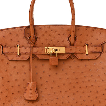 Hermes Ostrich Birkin 30 Gold 8 of 10