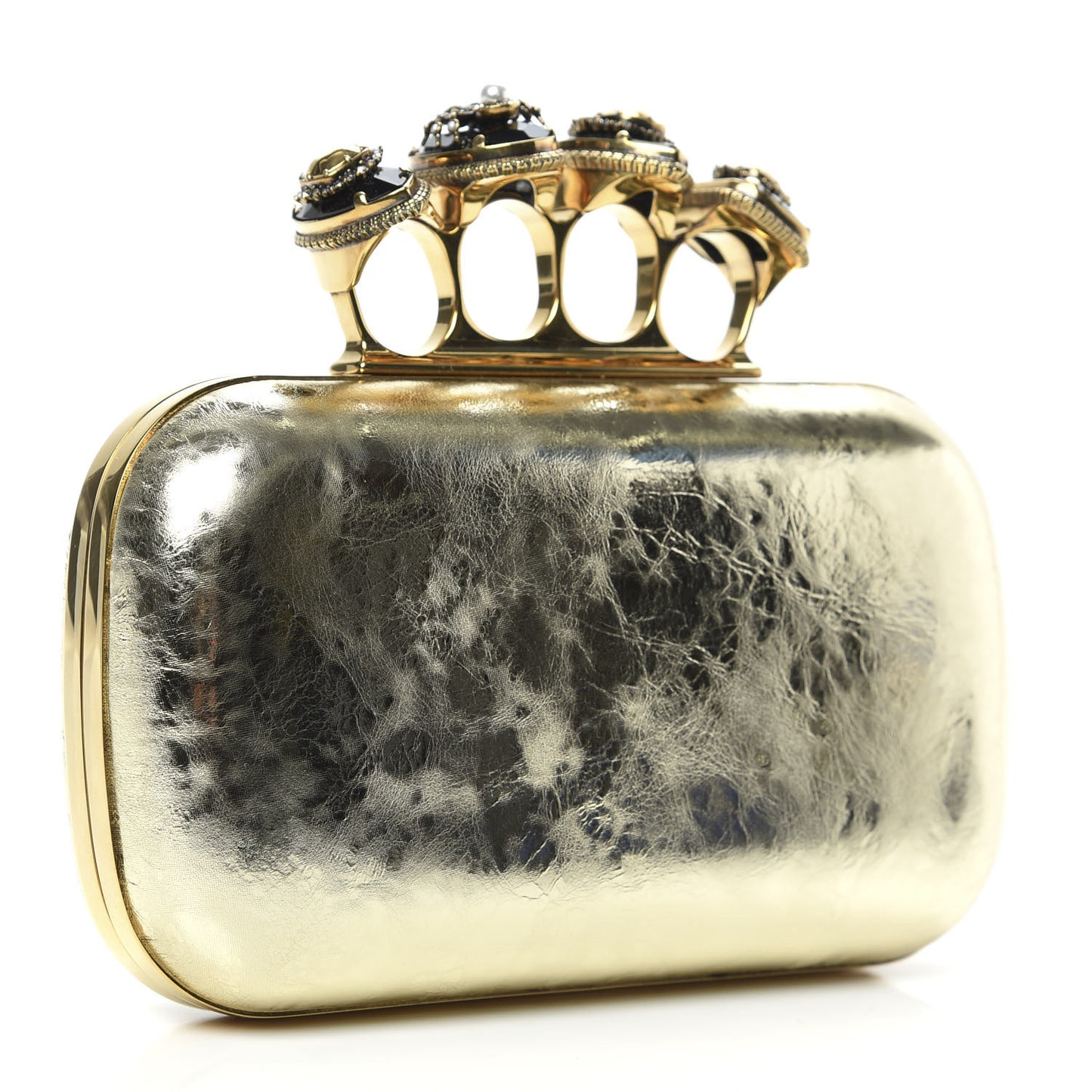 Nappa Spider Knuckle Box Clutch Gold