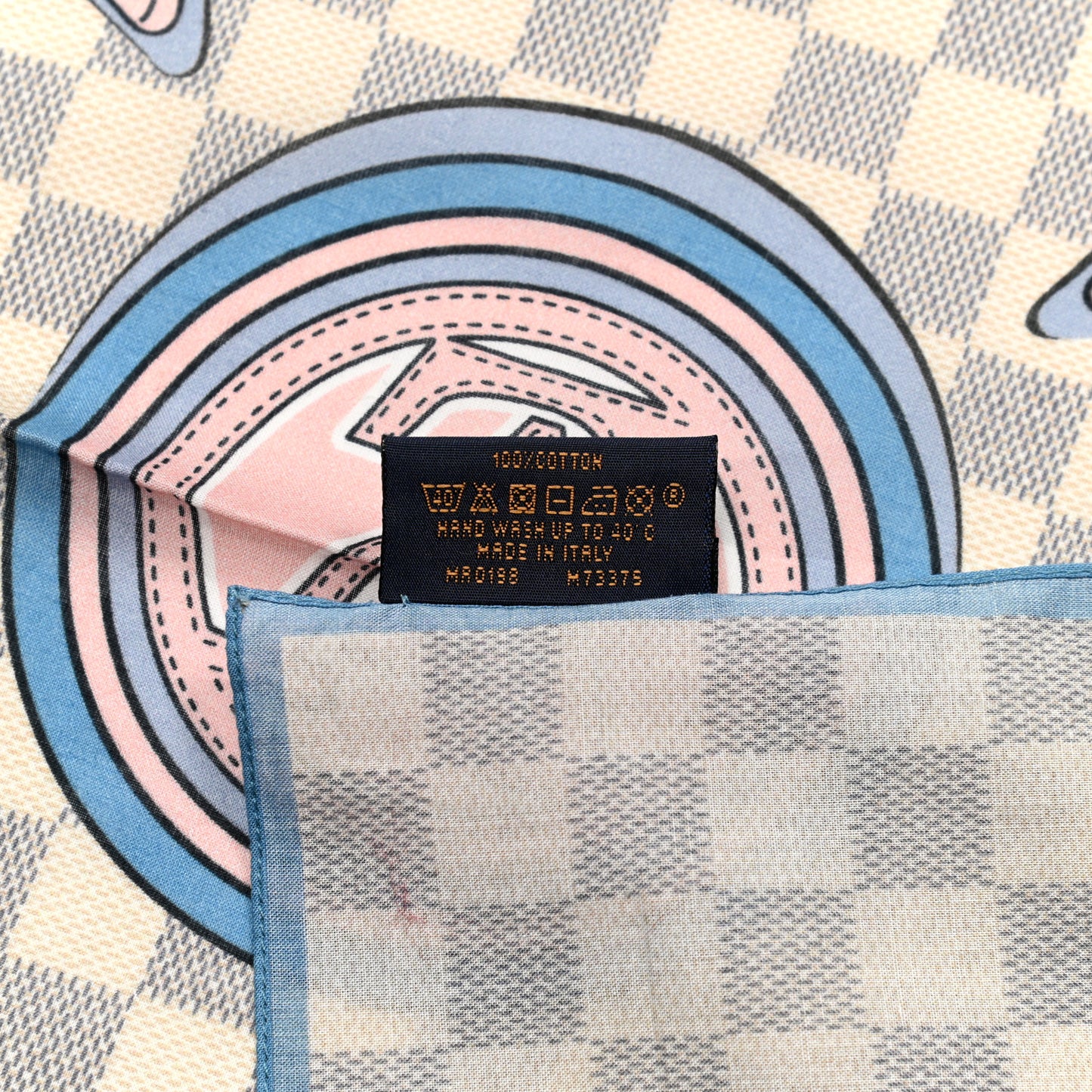 Cotton Damier Azur Straps Bandana Scarf