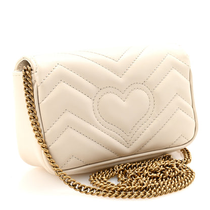 Gucci Calfskin Matelasse Super Mini GG Marmont Shoulder Bag White 3 of 10