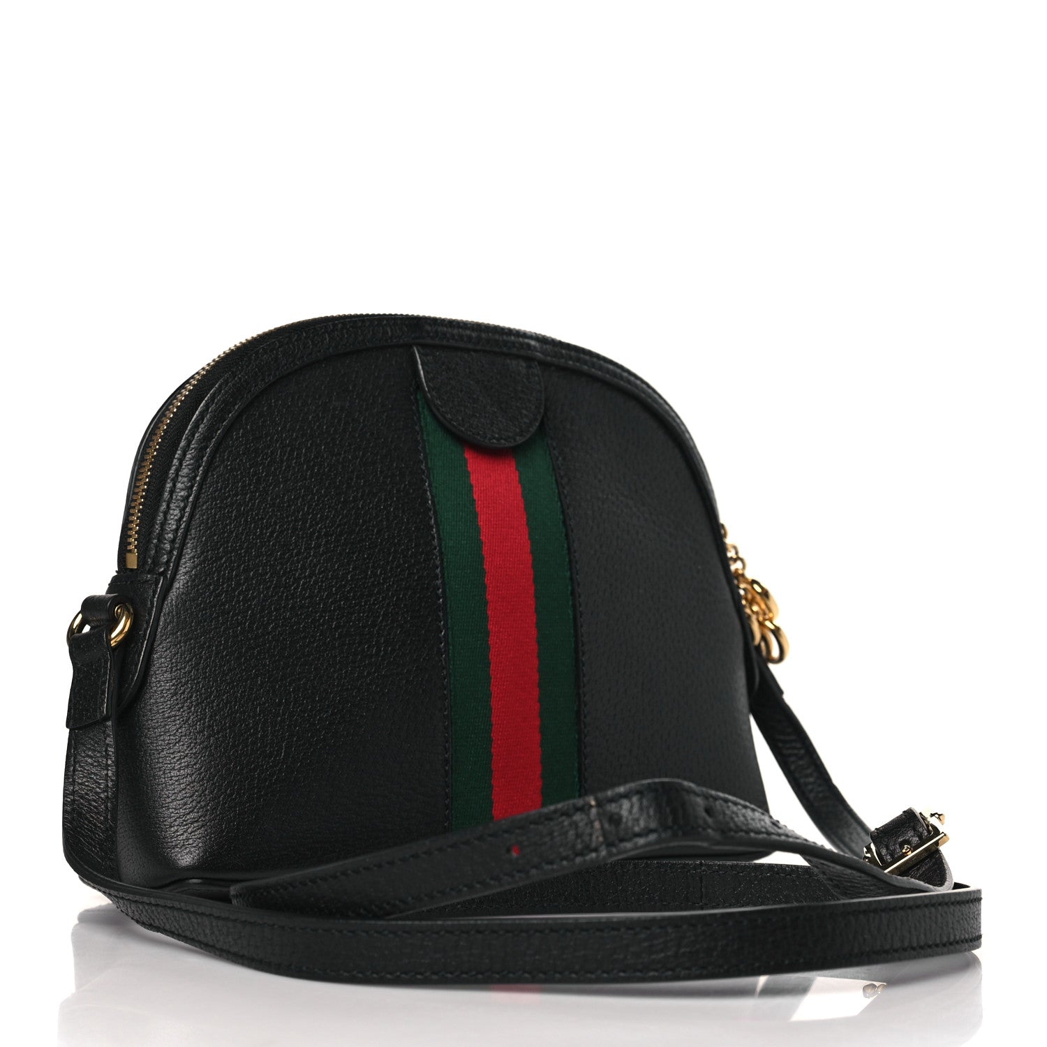 Gucci Calfskin GG Web Small Ophidia Dome Shoulder Bag Black 3 of 9