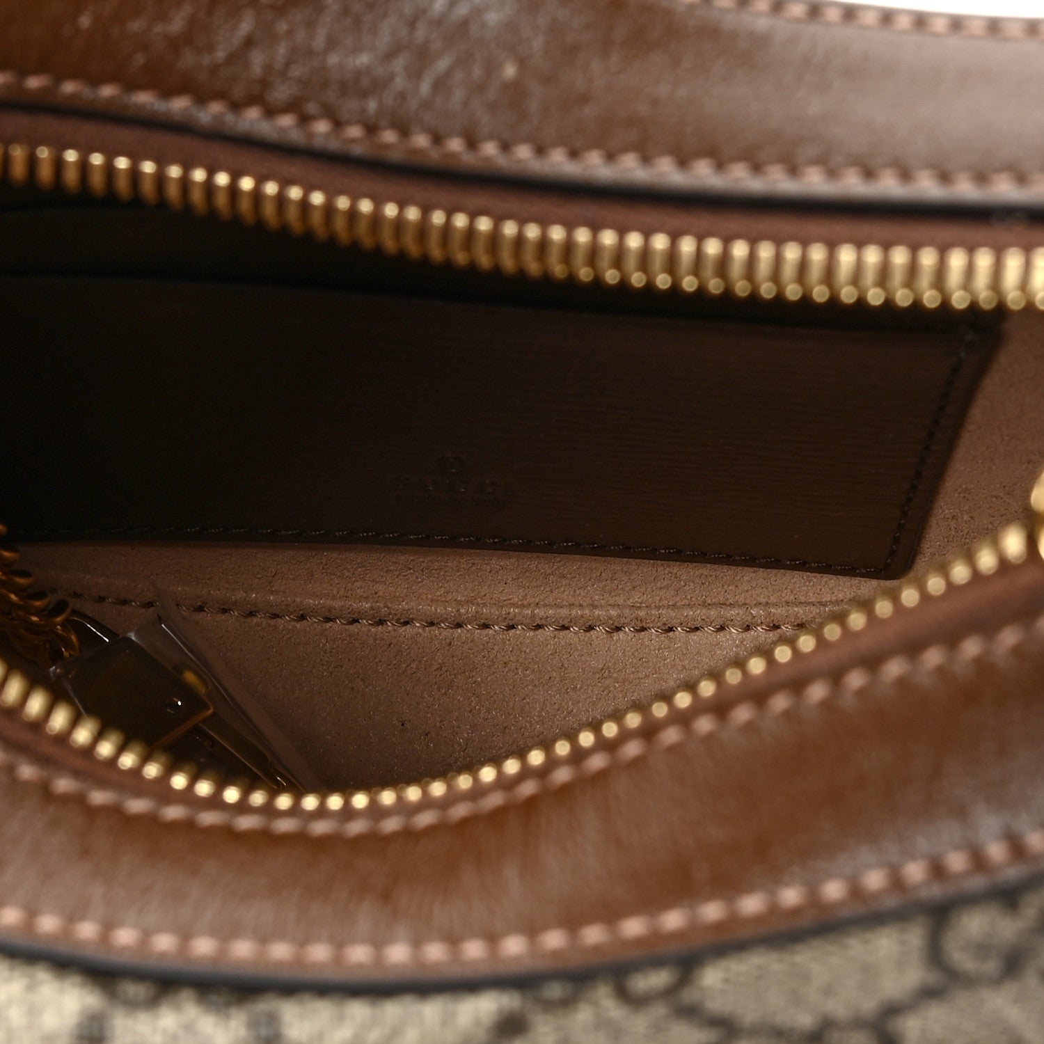 Gucci GG Supreme Monogram Azalea Calfskin Mini Retro Interlocking G Half Moon Bag Beige Ebony Brown Sugar 4 of 7