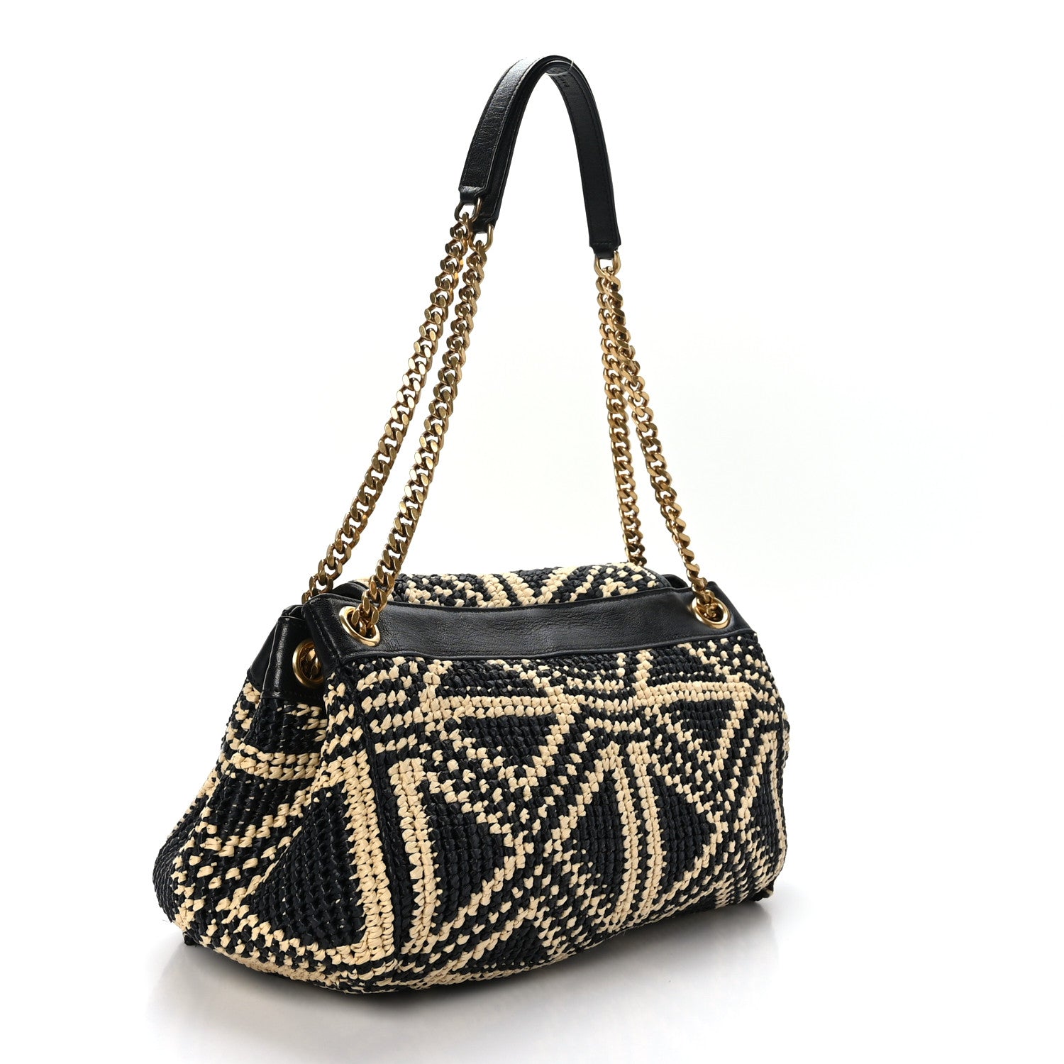 Saint Laurent Raffia Calfskin Medium Nolita Shoulder Bag Natural Black 3 of 9