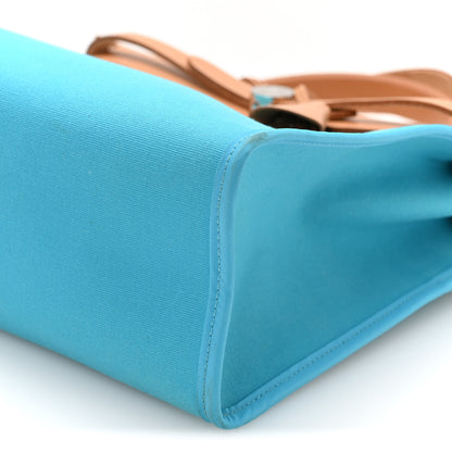 Hermes Vache Hunter Toile Herbag Zip 31 PM Bleu Azteque Menthe 11 of 11