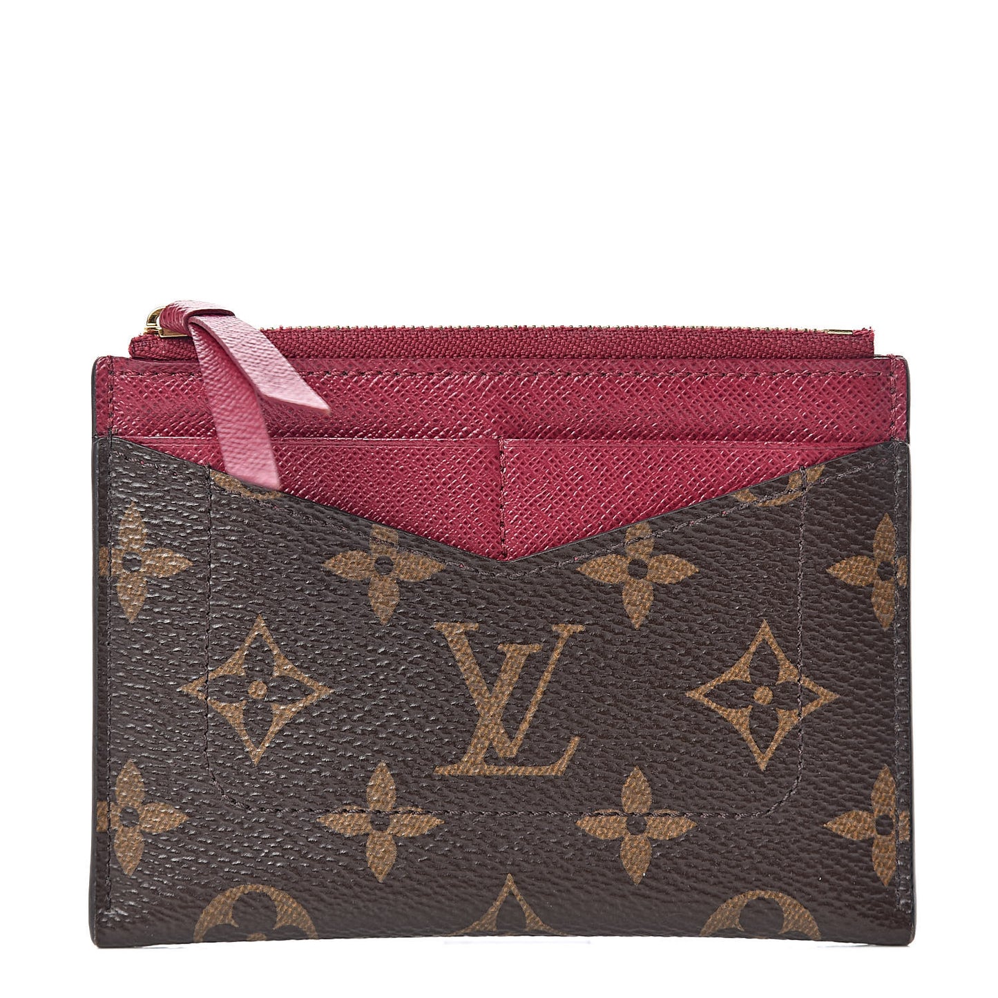 Monogram Zipped Card Holder Fuchsia