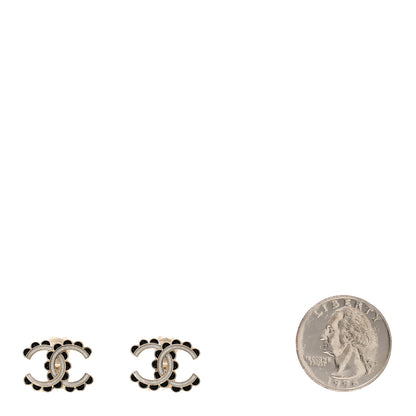 Chanel Enamel CC Earrings Gold Black White 2 of 5